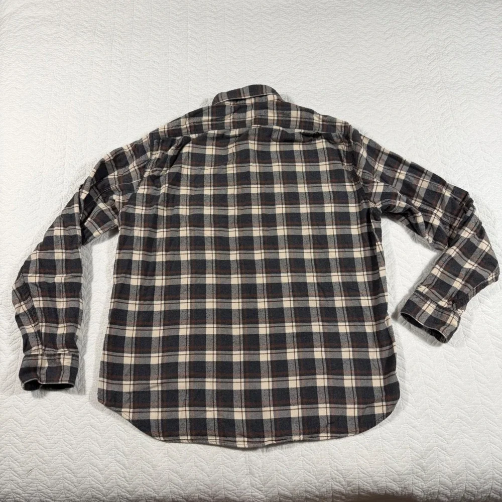J Crew Flannel Shirt Slim Fit‎ Plaid Button Down Long Sleeve Men's L Yellow Gray